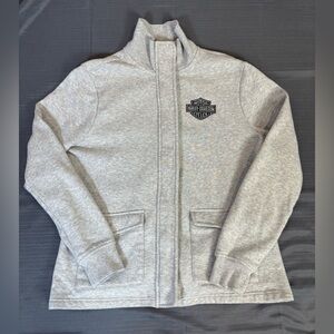 Harley-Davidson Gray Zip-Up Sweatshirt Embroidered – Women’s – Fleece Lined